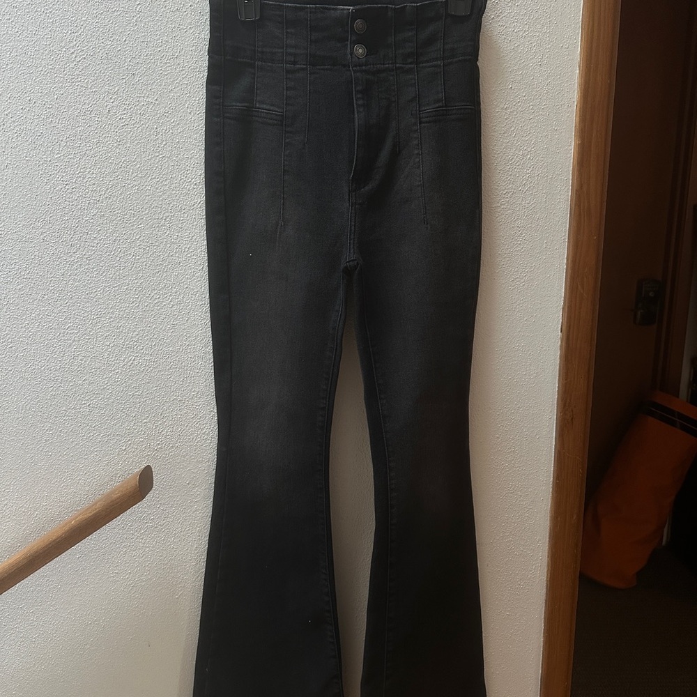 Black Flared High-Waisted Jeans Free People